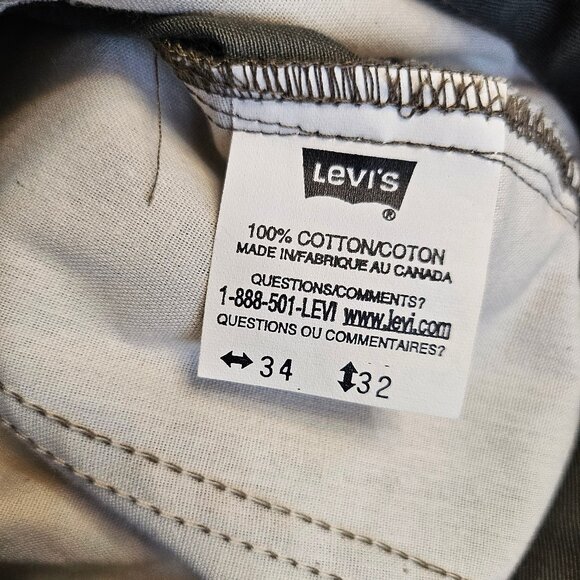 Vintage Levi's Men's Gray Chino Relax Fit Flat Front Pants W34L32 - Picture 8 of 9